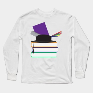 Graduation cap with chool supplies on Books Long Sleeve T-Shirt